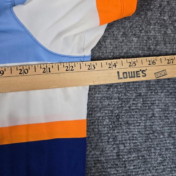 Puma‎ Golf Polo Shirt Striped Performance Casual Athletic Blue Orange L - Picture 6 of 13